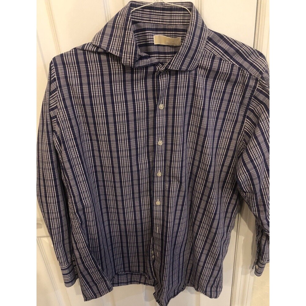 Michael Kors Button Up Dress Shirt Mens Purple Striped (15.5) 32/33